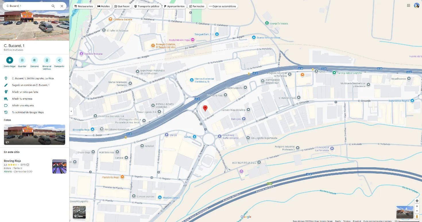 Mapa de ubicación de Bolera La Rioja