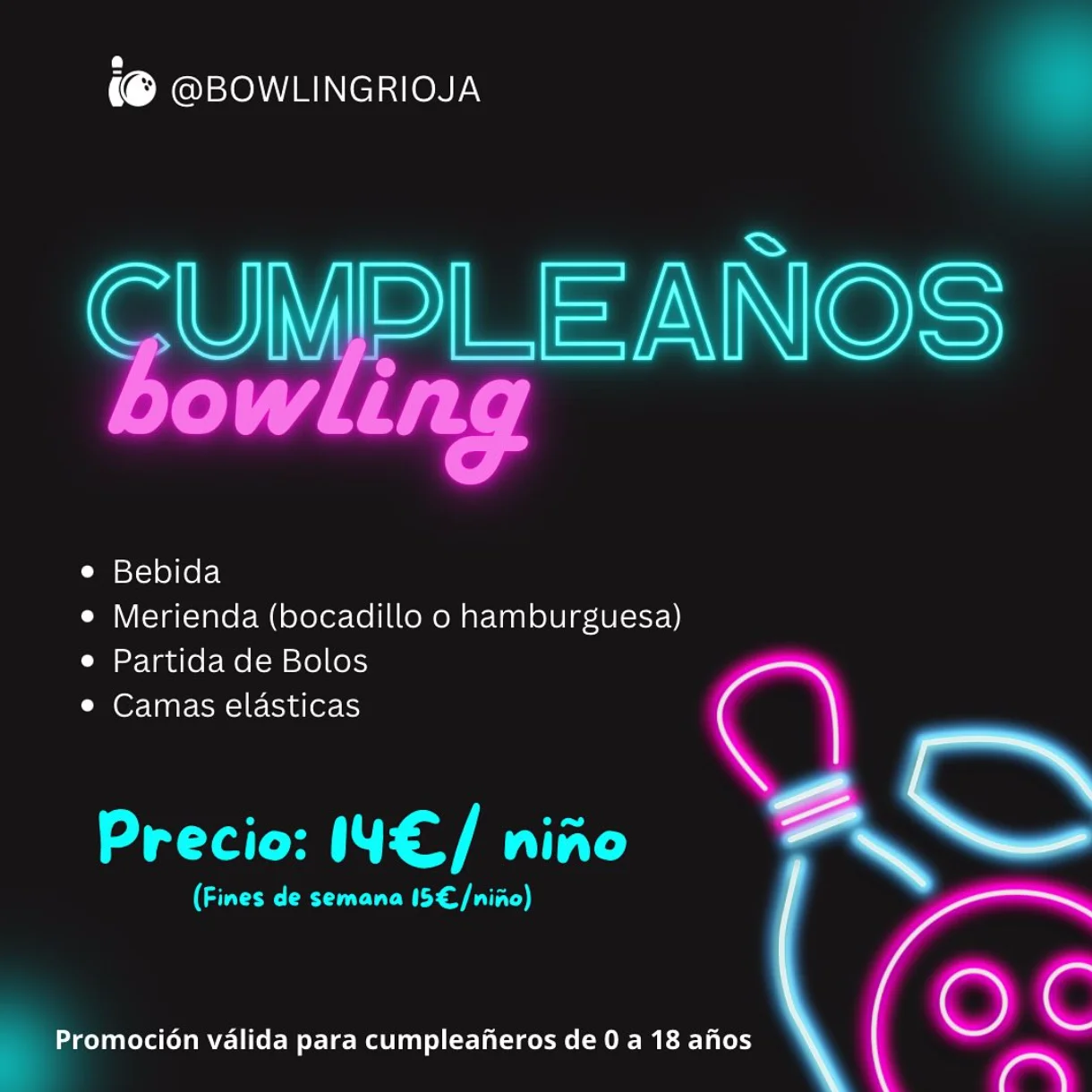 Oferta cumpleaño niños